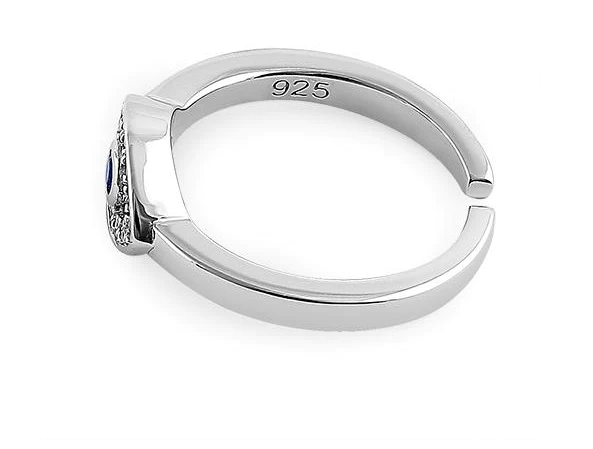 Sterling Silver Evil Eye Blue CZ Toe Ring