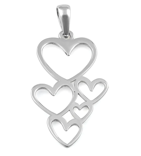 Sterling Silver Floating Hearts Pendant