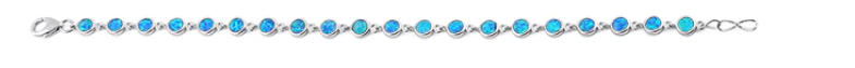 Sterling Silver Round Blue Lab Opal Bracelet