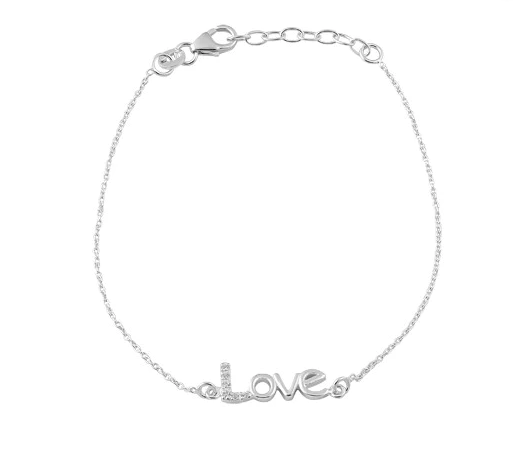 Sterling Silver "Love" CZ Bracelet