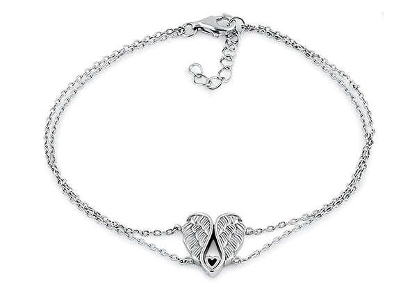 Sterling Silver Angel Wings with Heart Bracelet