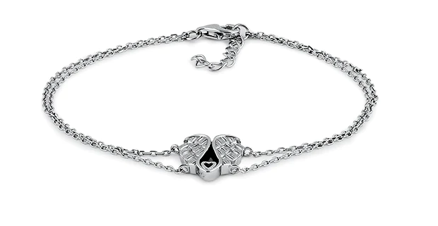 Sterling Silver Angel Wings with Heart Bracelet