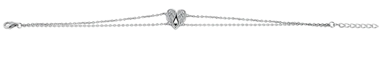 Sterling Silver Angel Wings with Heart Bracelet