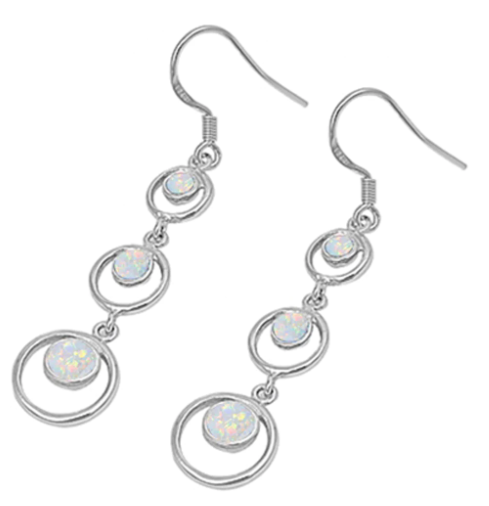 White Opal Circles .925 Sterling Silver Earrings