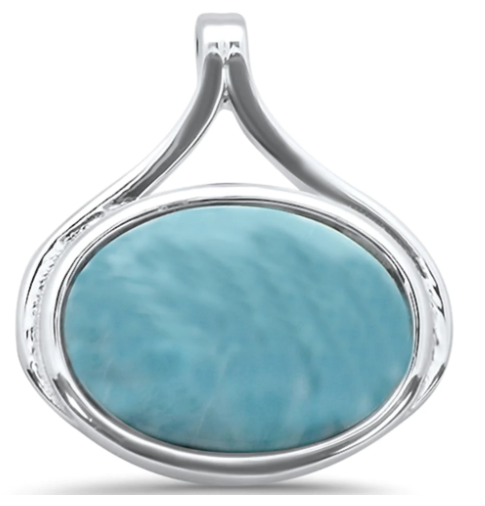 Natural Larimar .925 Sterling Silver Charm Pendant