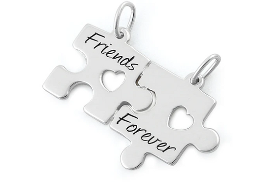 Sterling Silver "Friend Forever" Jigsaw Puzzle Pendant