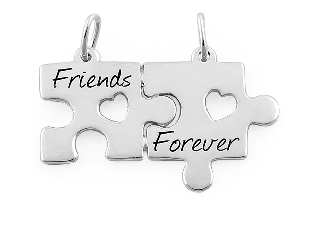 Sterling Silver "Friend Forever" Jigsaw Puzzle Pendant