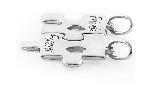 Sterling Silver "Friend Forever" Jigsaw Puzzle Pendant