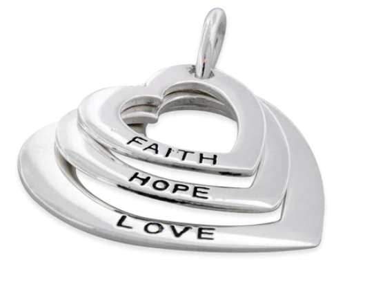 Sterling Silver Faith-Hope-Love Heart Pendant