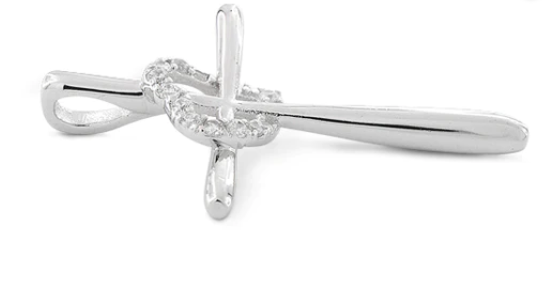 Sterling Silver Cross Heart CZ Pendant