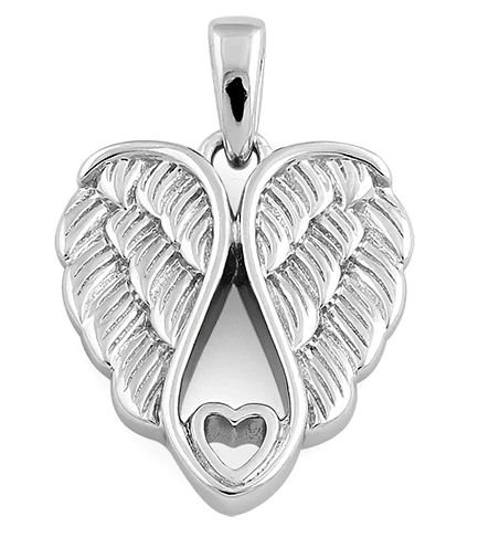 Sterling Silver Wings Heart Pendant