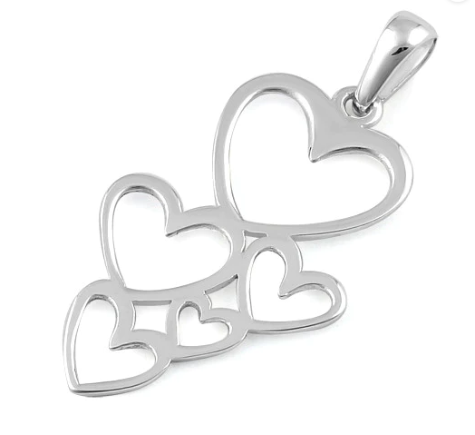 Sterling Silver Floating Hearts Pendant