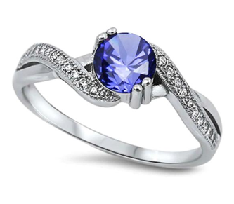 Tanzanite & Cz .925 Sterling Silver Ring