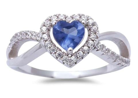 Tanzanite & Cz Heart .925 Sterling Silver Ring