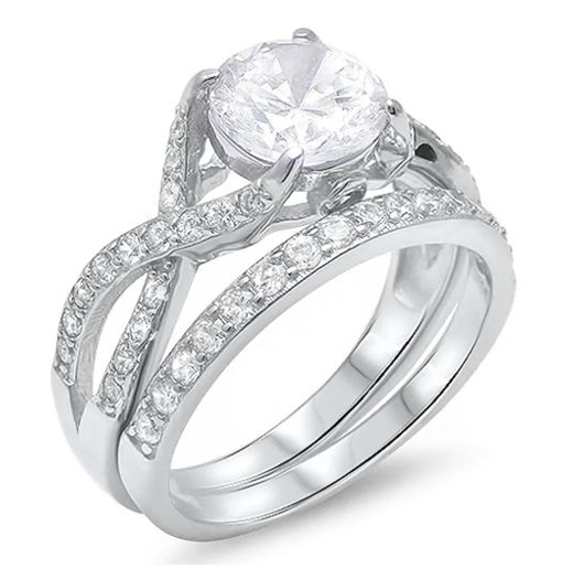 2ct Round CZ Two Piece Engagement Set