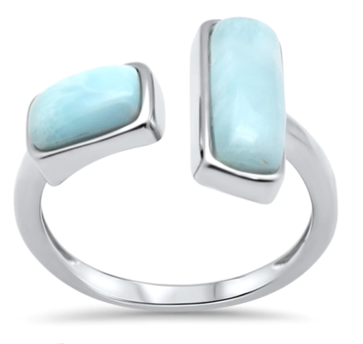 Open Sterling Silver Larimar Ring