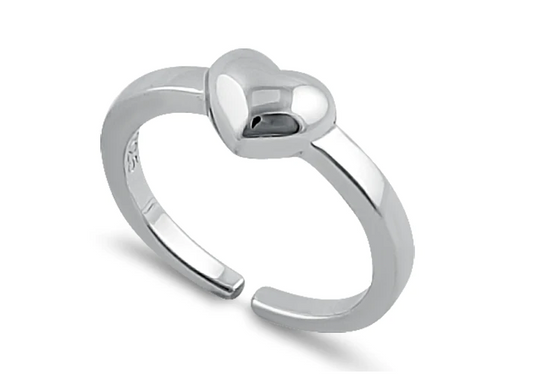 Sterling Silver Puffy Heart Toe Ring