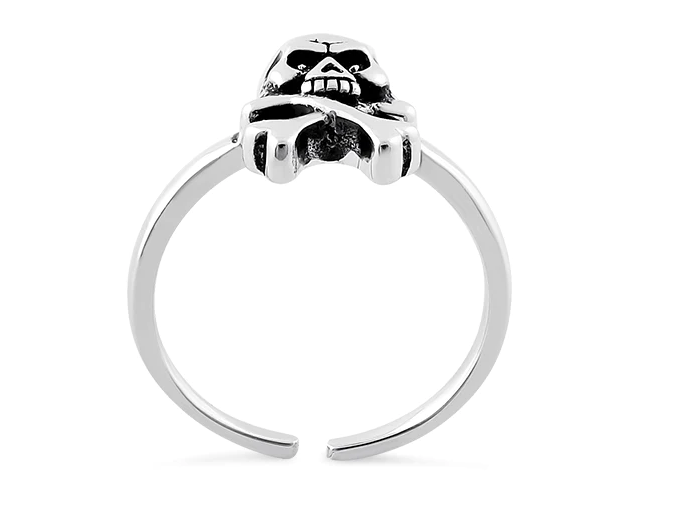 Sterling Silver Jolly Roger Skull Toe Ring